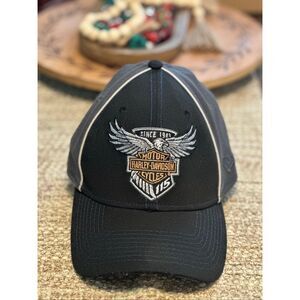 Harley-Davidson New Era 39THIRTY Hat Cap Black Flex Fit Medium Motorcycle
